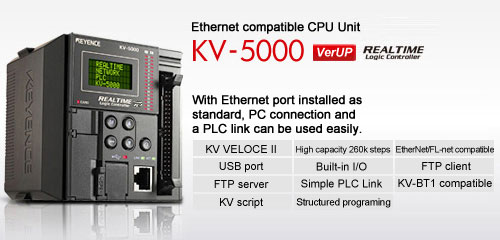 KV-5000 CPU 24-point I/O PLC Keyence